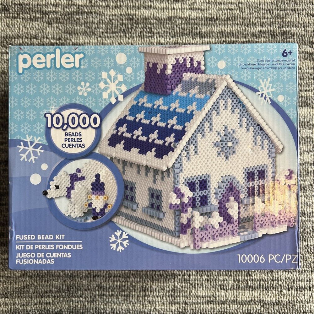 Perler Bead Kit Ice House Christmas Craft Polar Bears Gnomes Purple AGES 6+ New